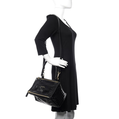 Givenchy Calfskin Crocodile Embossed Small Pandora Black 2 of 10