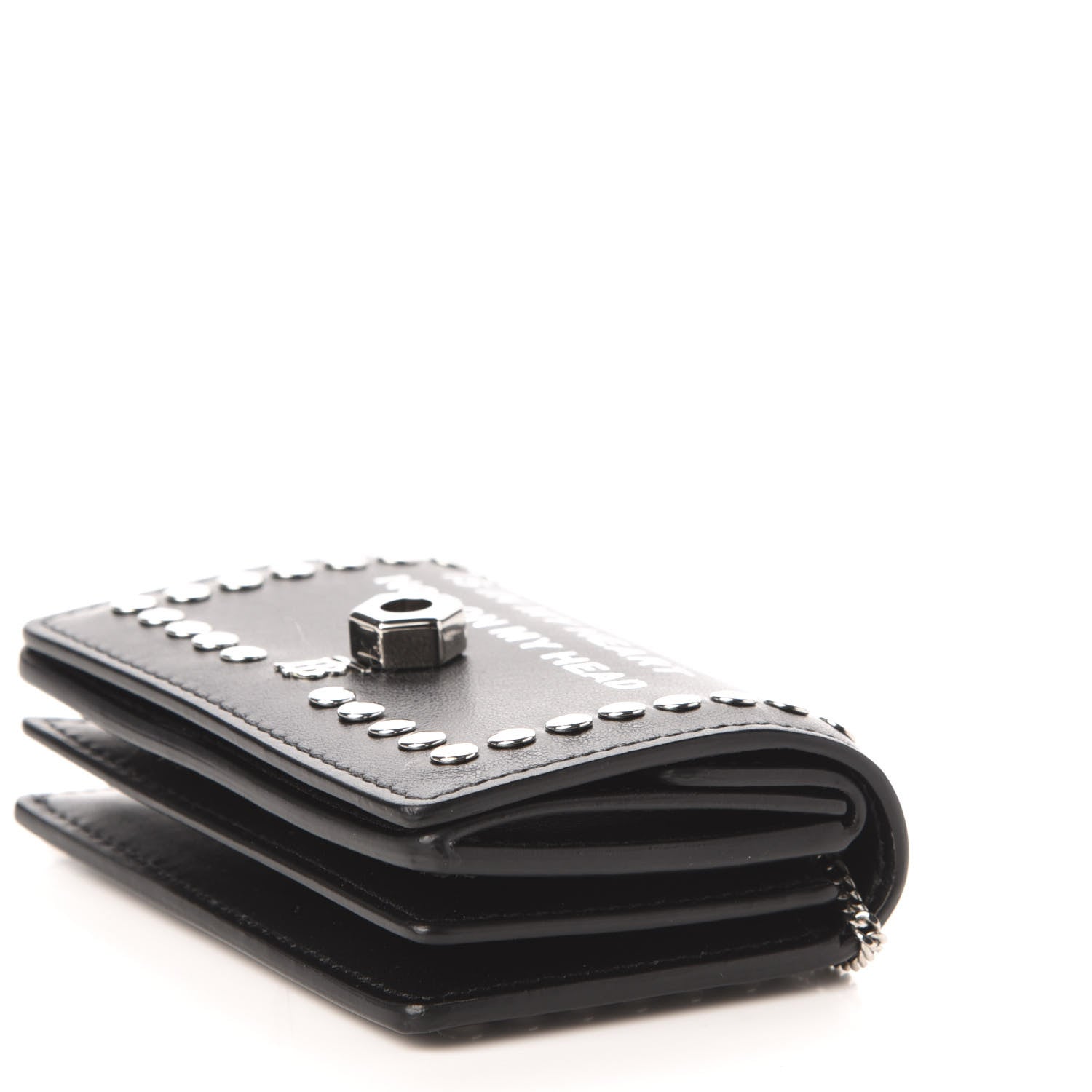 Burberry Calfskin Studded Jessie Chain Card Case Black 9 of 10