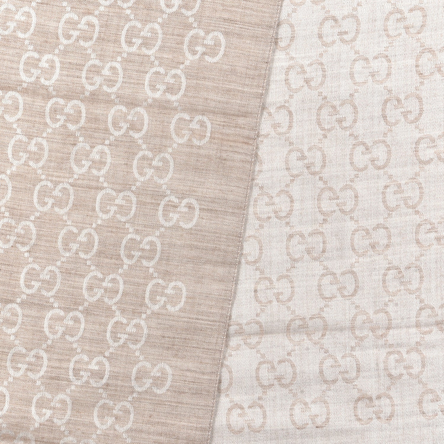 Gucci Wool Silk GG Monogram GGNat Scarf Sand 3 of 4