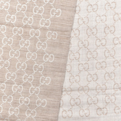 Gucci Wool Silk GG Monogram GGNat Scarf Sand 3 of 4