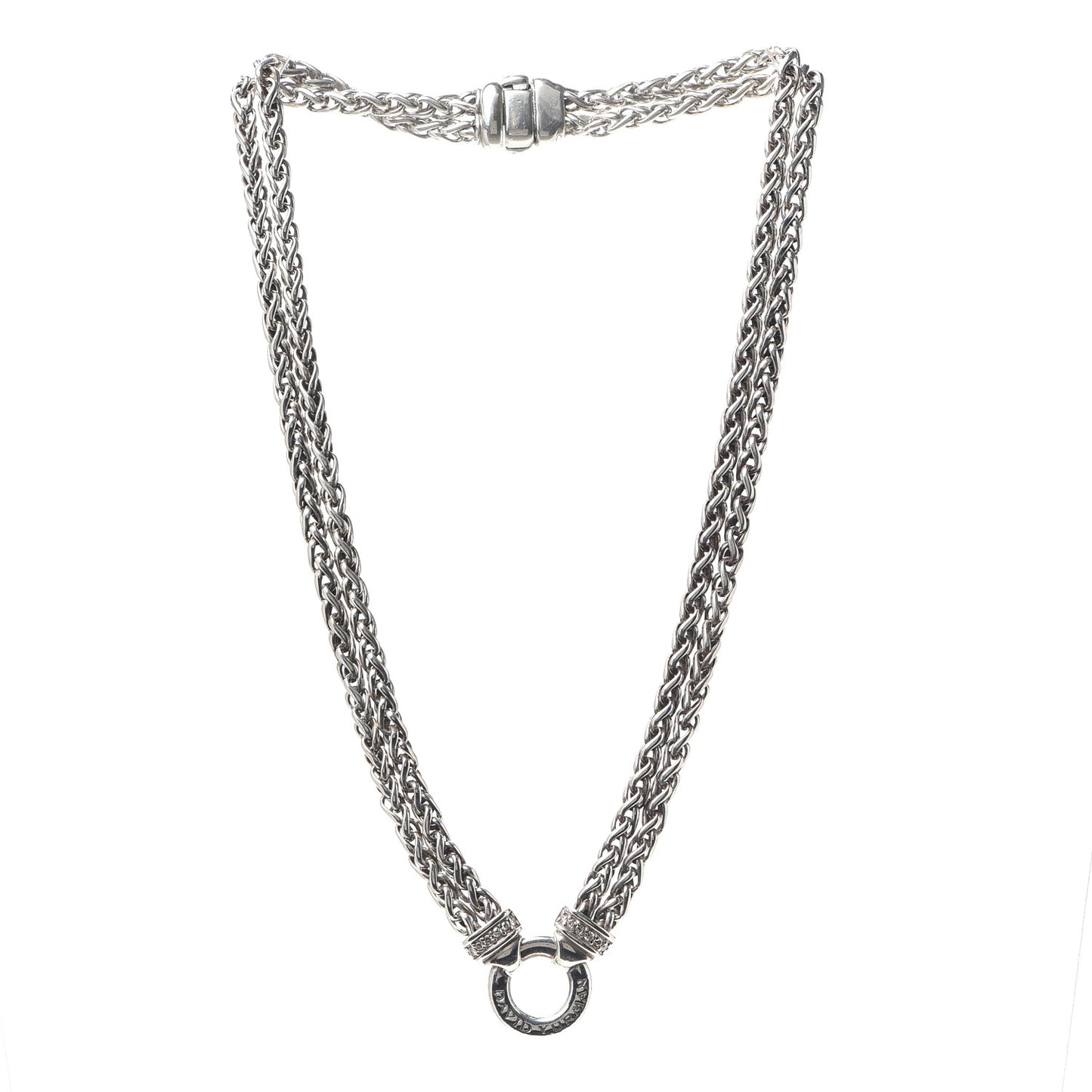 Sterling Silver Diamond 18mm Double Wheat Chain Necklace