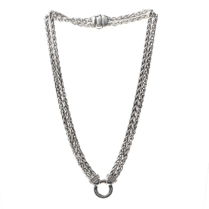 David Yurman Sterling Silver Diamond 18mm Double Wheat Chain Necklace 3 of 5