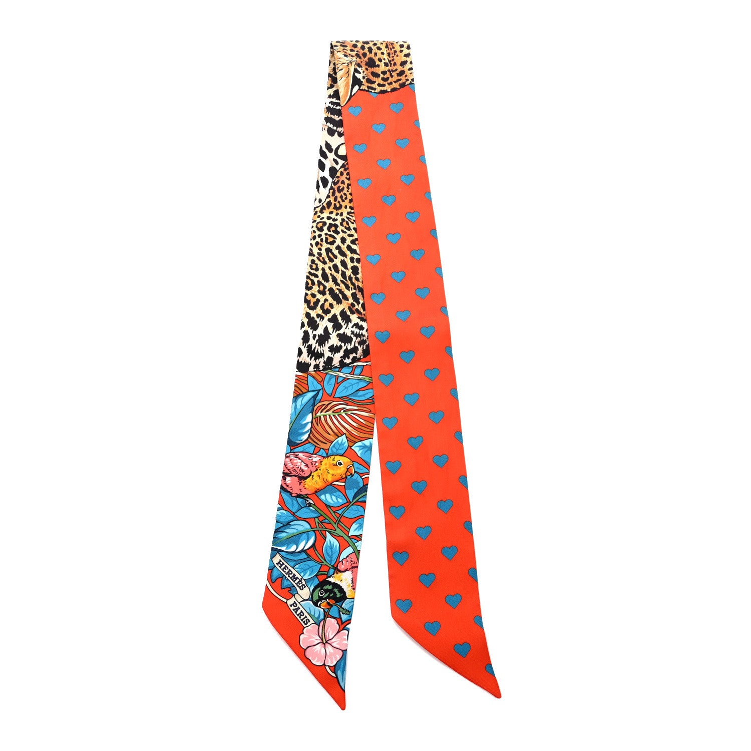 Hermes Silk Jungle Love Love Twilly Orange Bleu Brun 2 of 4