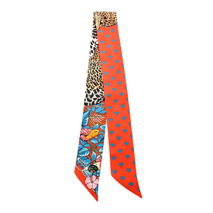 Hermes Silk Jungle Love Love Twilly Orange Bleu Brun 2 of 4