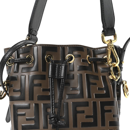 Fendi Vitello Liberty F is Fendi Bi-Color FF 1974 Embossed Mini Mon Tresor Bucket Bag Maya Black 8 of 10
