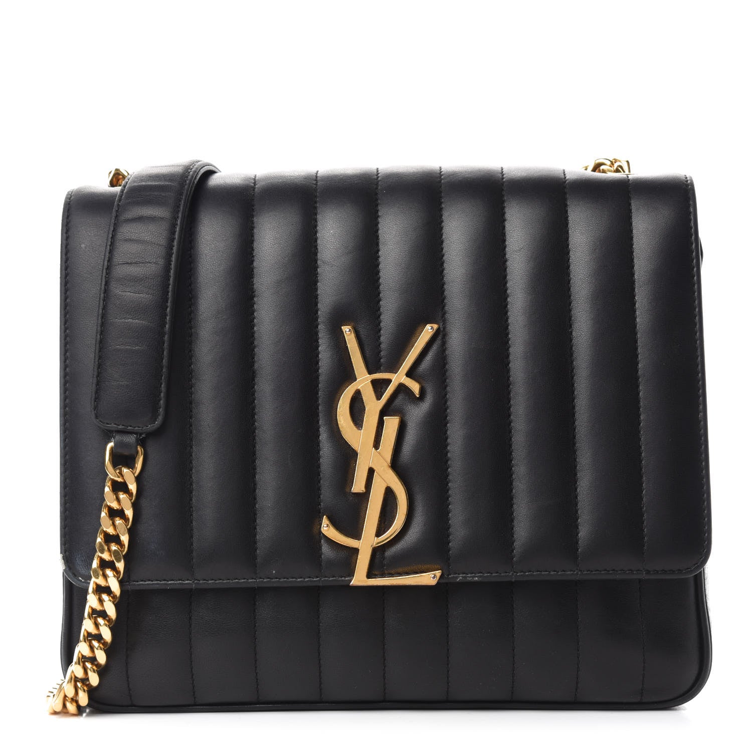 Saint Laurent Lambskin Matelasse Monogram Large Vicky Chain Bag Black 1 of 14