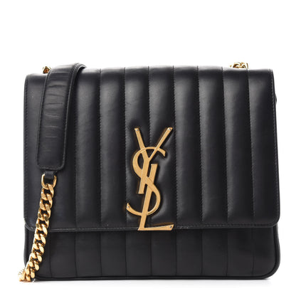 Saint Laurent Lambskin Matelasse Monogram Large Vicky Chain Bag Black 1 of 14