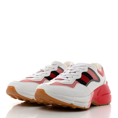Gucci Lavaredo Eco Fabric Mesh Web Womens Rhyton Reflective Sneakers 37 Great White Water Rose Silver 3 of 8
