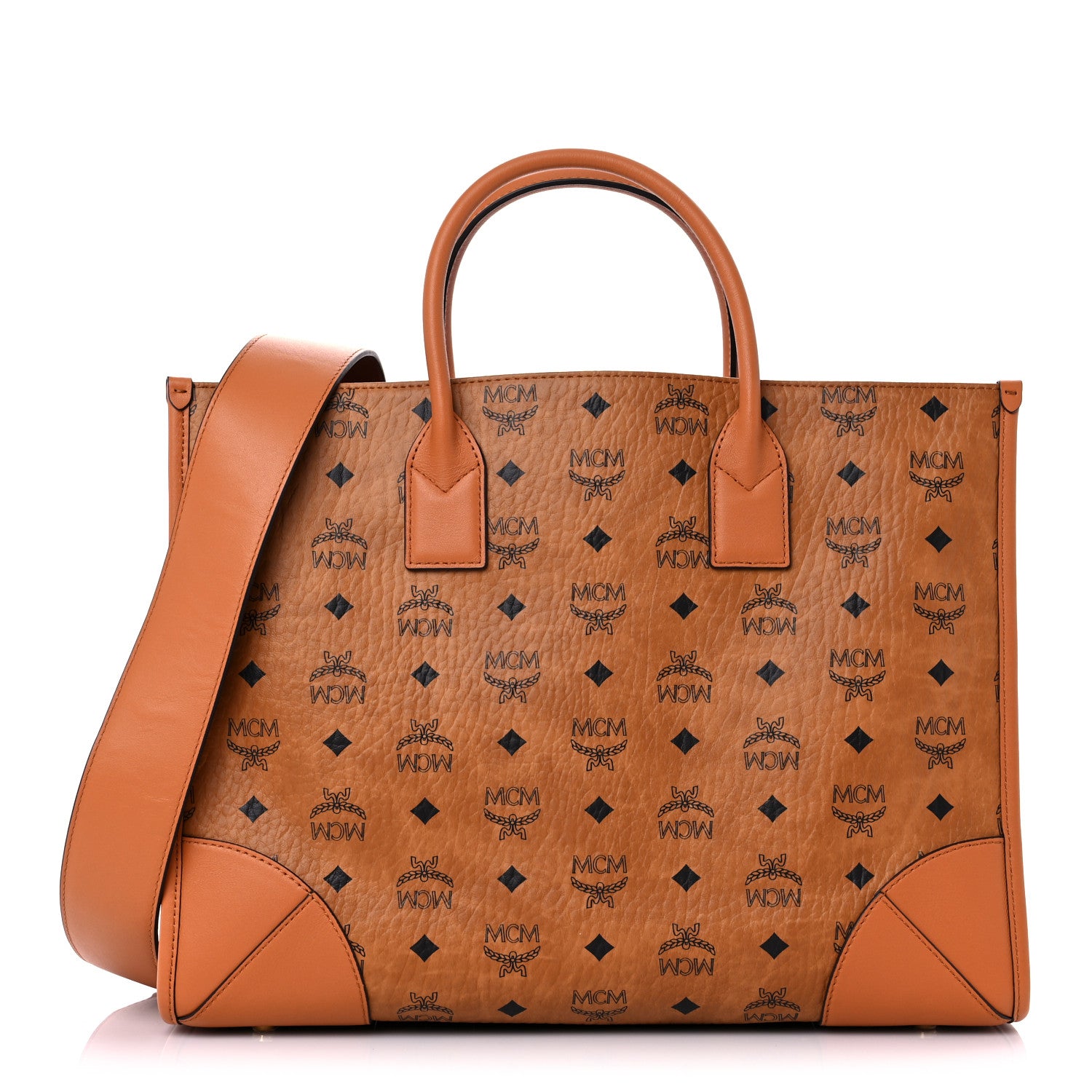 MCM Visetos Large Munich Tote Cognac 3 of 9