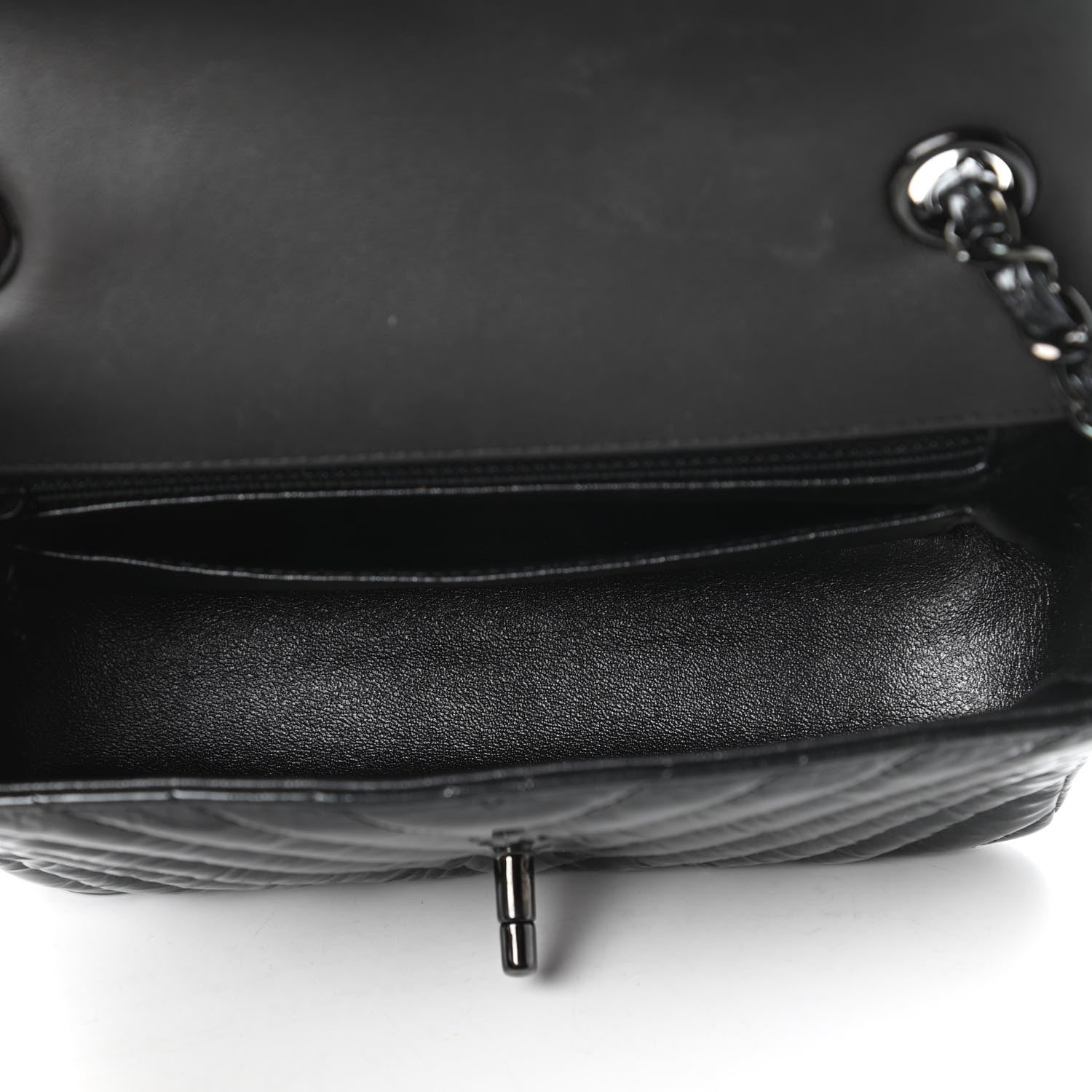 Chanel Patent Metallic Crumpled Calfskin Chevron Quilted Mini Rectangular Flap So Black 5 of 13