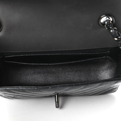 Chanel Patent Metallic Crumpled Calfskin Chevron Quilted Mini Rectangular Flap So Black 5 of 13