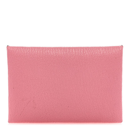 Hermes Chevre Chandra Verso Calvi Card Case Rose Confetti Brique 1 of 6
