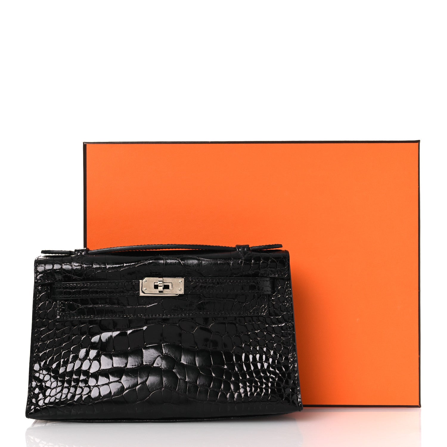 Hermes Shiny Alligator Kelly Pochette Black 13 of 13