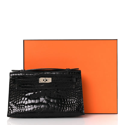 Hermes Shiny Alligator Kelly Pochette Black 13 of 13