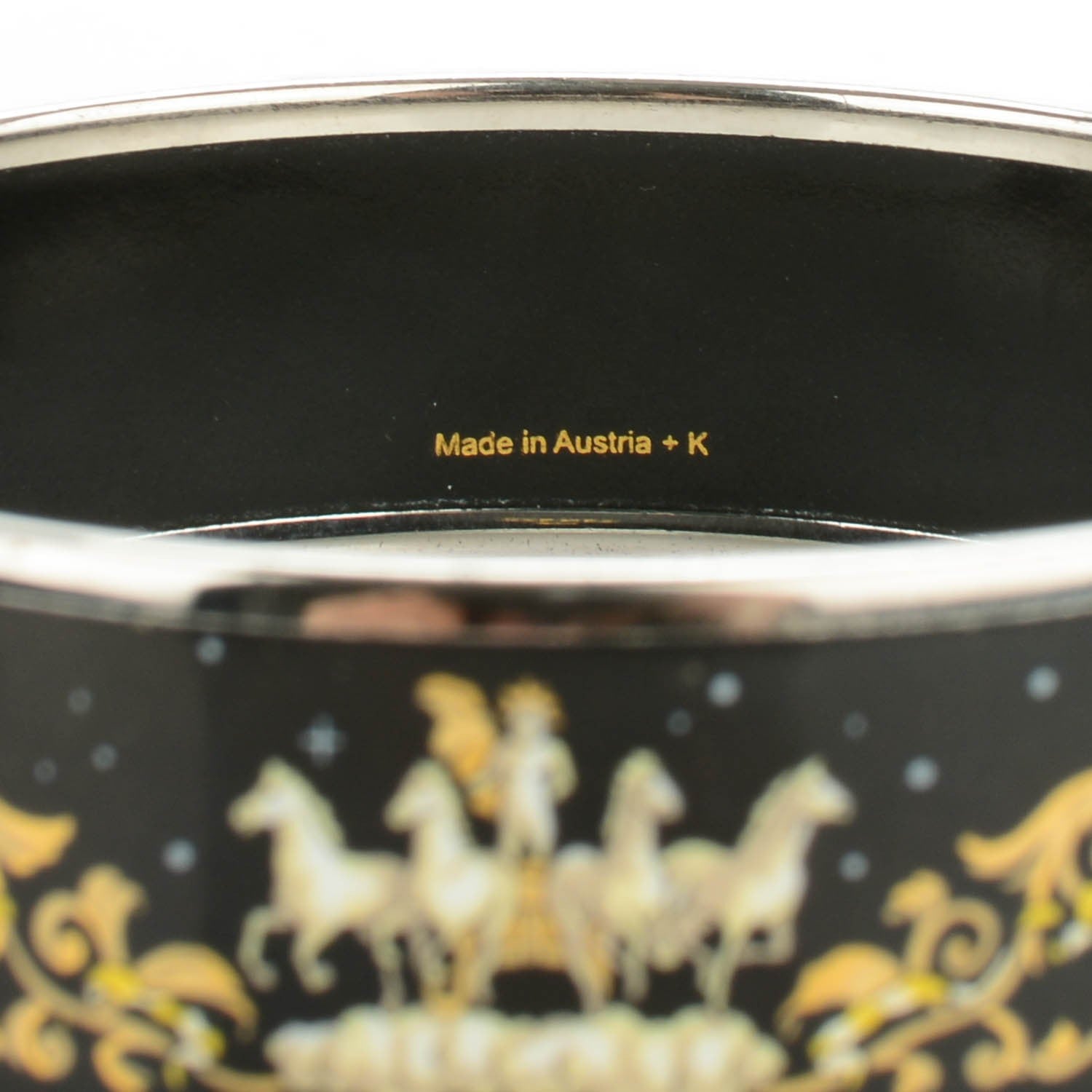 Hermes Enamel Printed Wide Cosmos Bracelet 70 Black 4 of 6