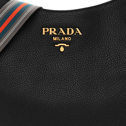 Prada Vitello Daino Hobo Messenger Bag Black 9 of 11