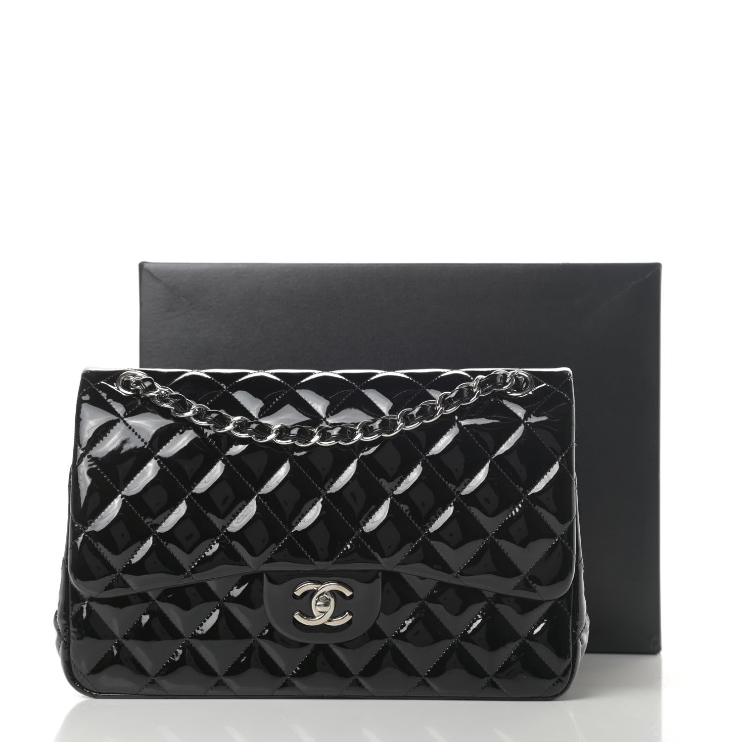 Chanel Patent Quilted Jumbo Double Flap Black 15 of 15