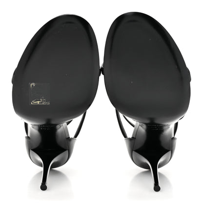 Saint Laurent Calfskin Cassandra 110 Sandals 38.5 Black Gold 5 of 10