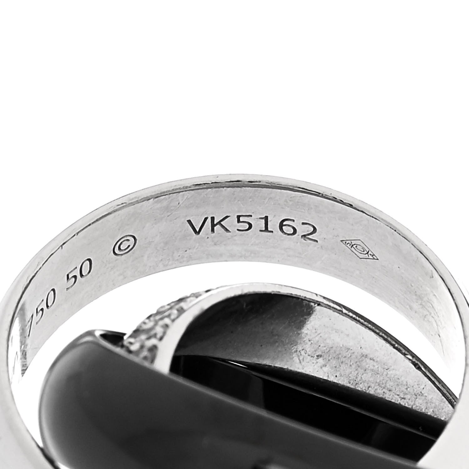 Cartier 18K White Gold Black Ceramic Diamond Classic Trinity Paved Ring 50 5.5 5 of 5