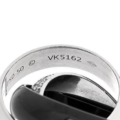 Cartier 18K White Gold Black Ceramic Diamond Classic Trinity Paved Ring 50 5.5 5 of 5