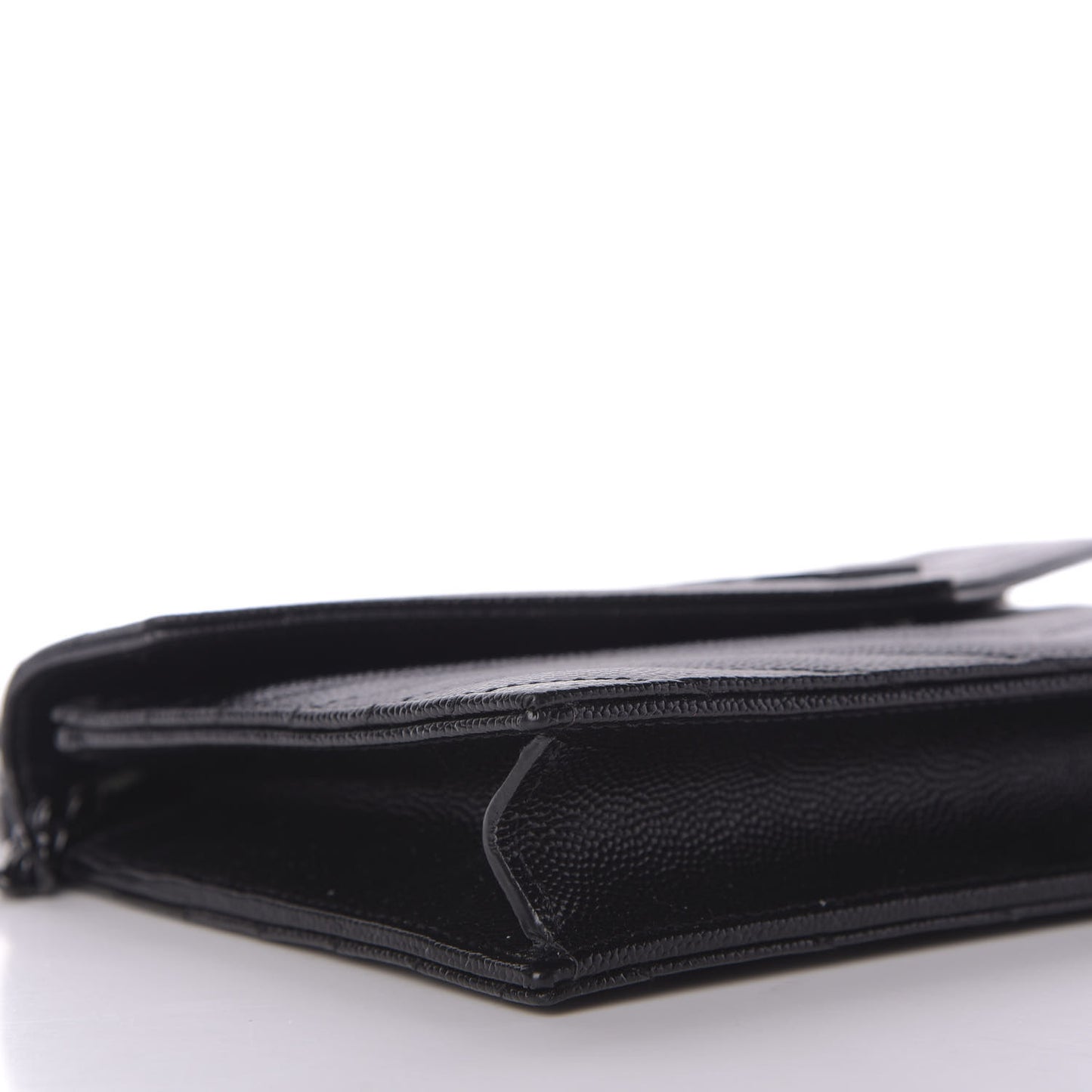 Grain De Poudre Matelasse Chevron Monogram Envelope Chain Wallet Black