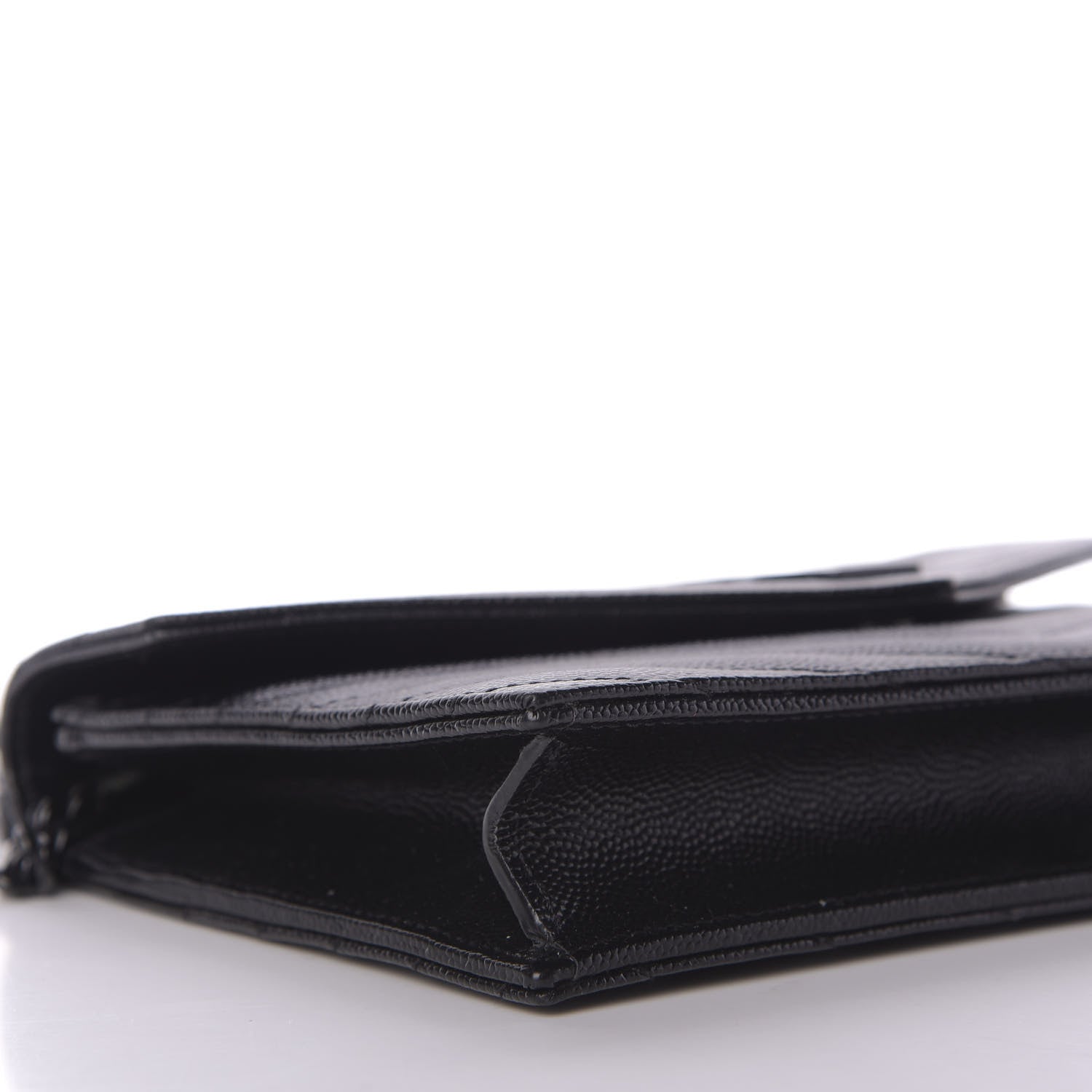 Saint Laurent Grain De Poudre Matelasse Chevron Monogram Envelope Chain Wallet Black 6 of 10