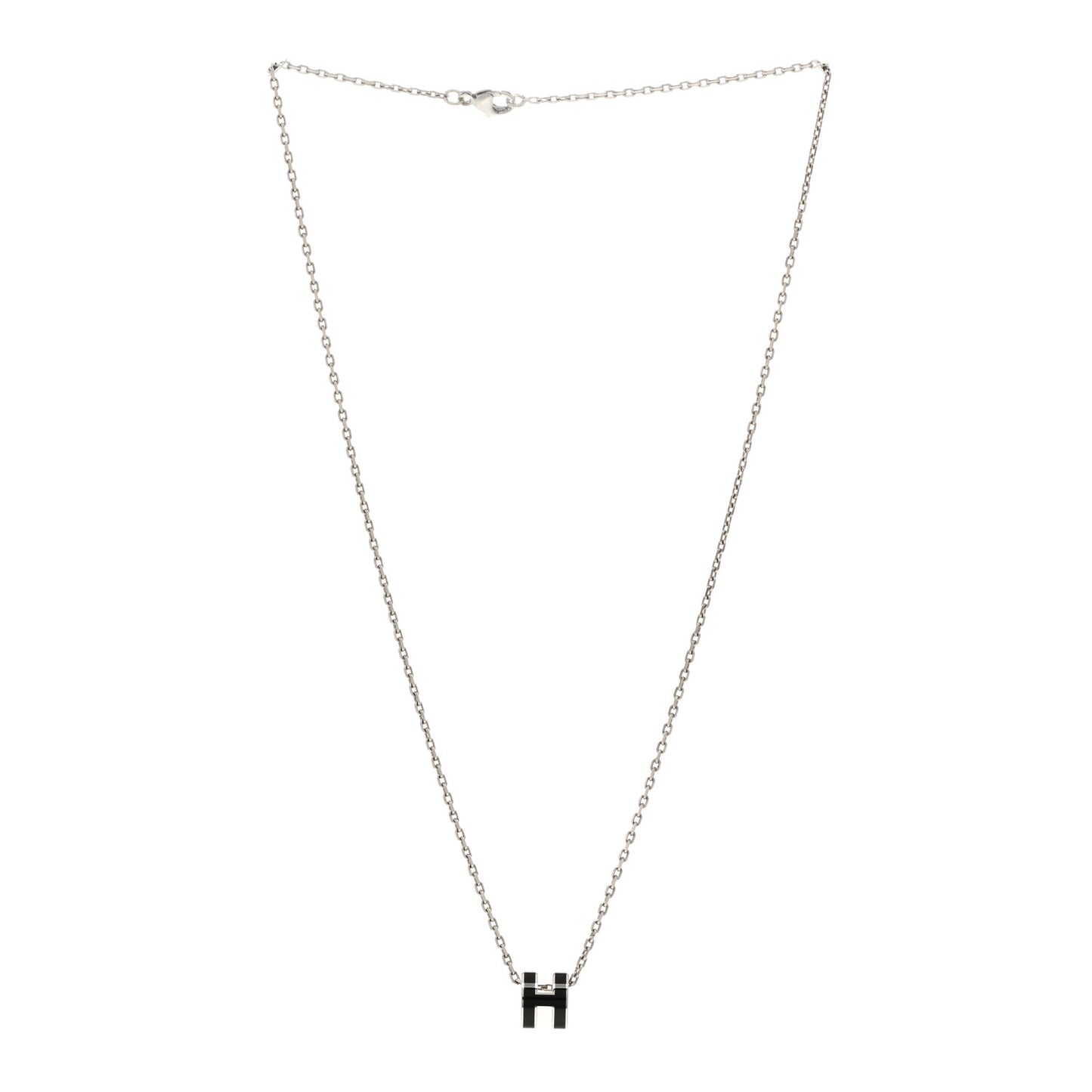 Lacquered Palladium Mini Pop H Pendant Necklace Black