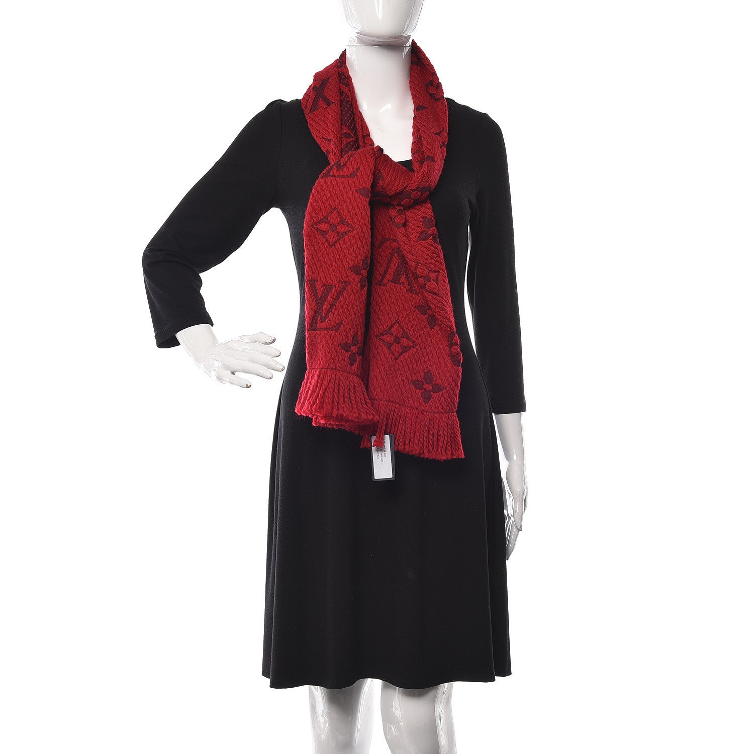 Louis Vuitton Wool Silk Logomania Scarf Rubis 2 of 4