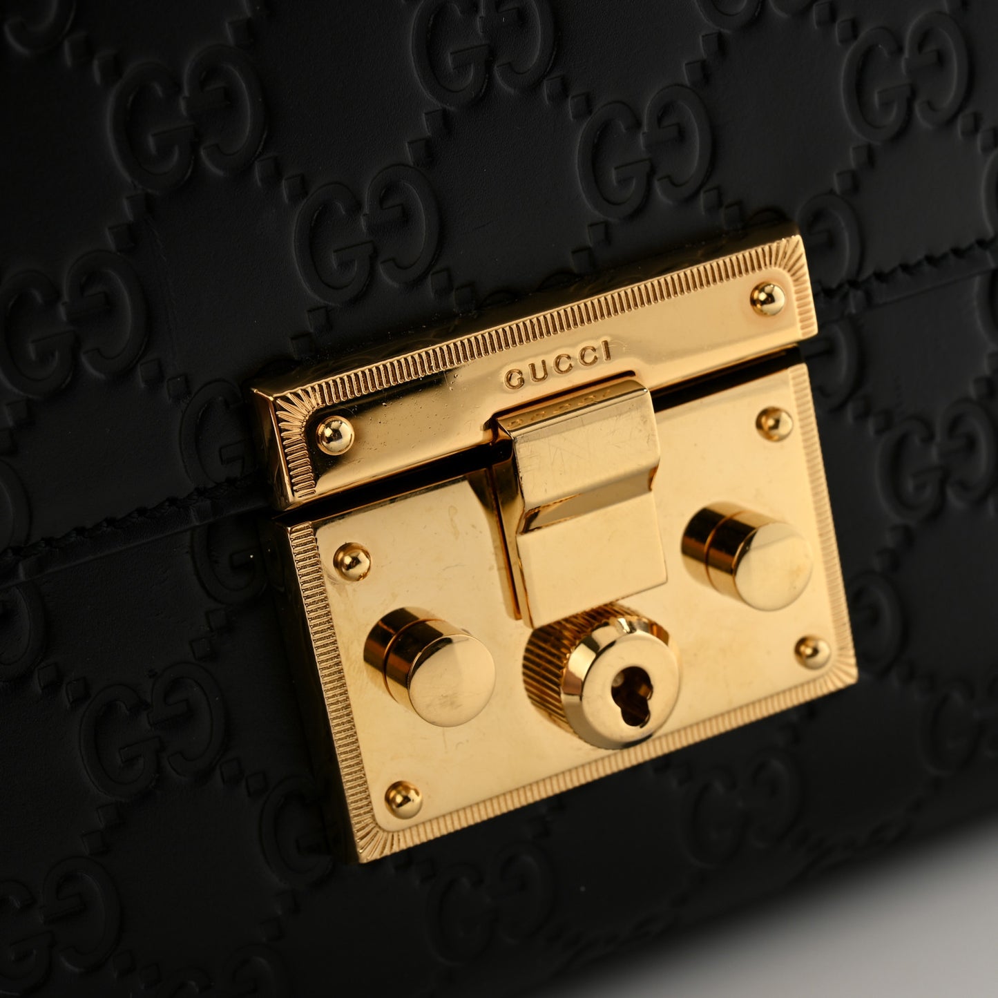 Guccissima Medium Padlock Shoulder Bag Black