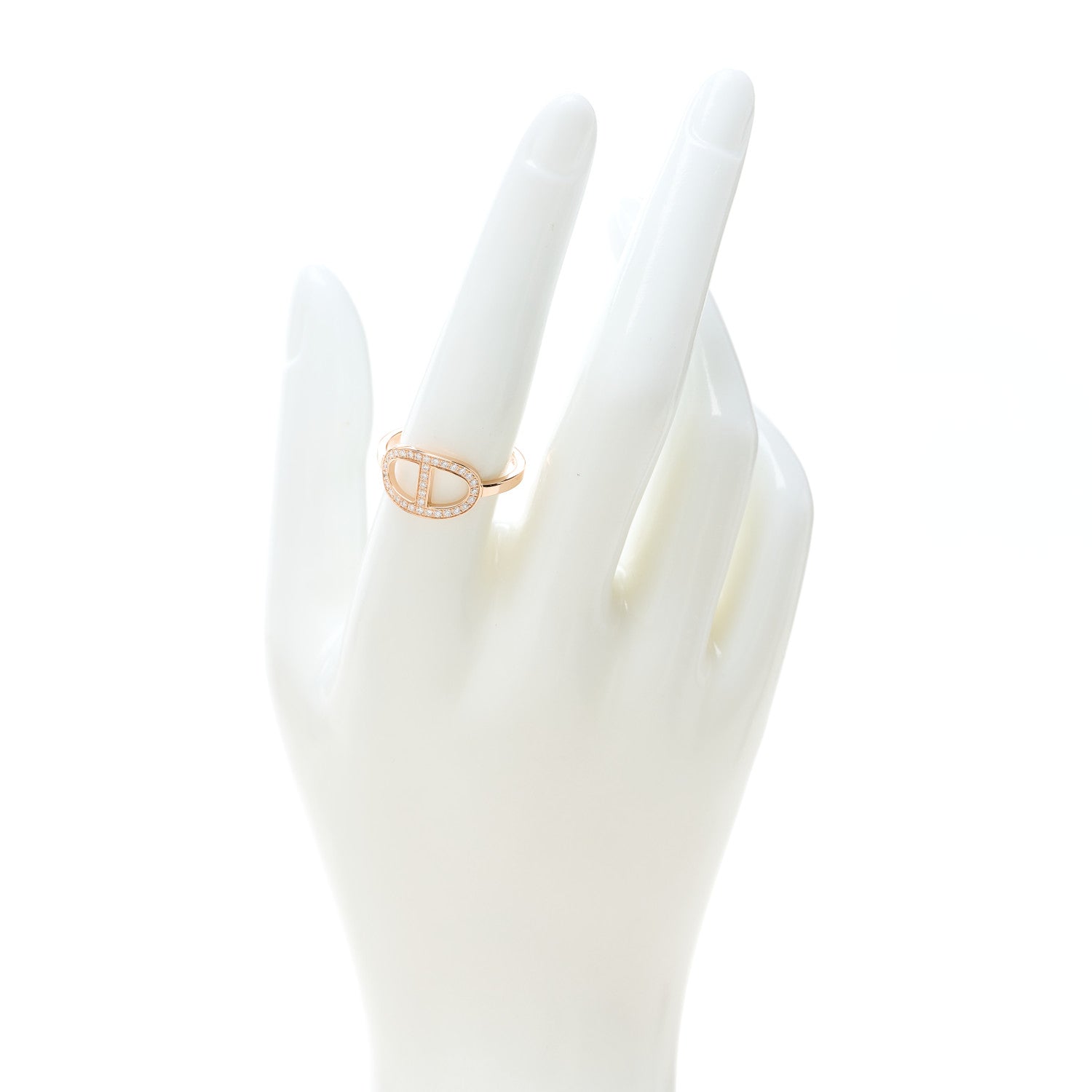 Hermes 18K Rose Gold Diamond MM Chaine d'Ancre Contour Ring 57 8 2 of 8