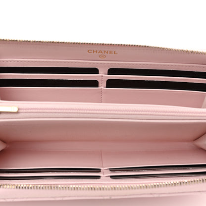 Chanel Caviar Quilted Large Gusset Zip Around Wallet Light Pink 5 of 11