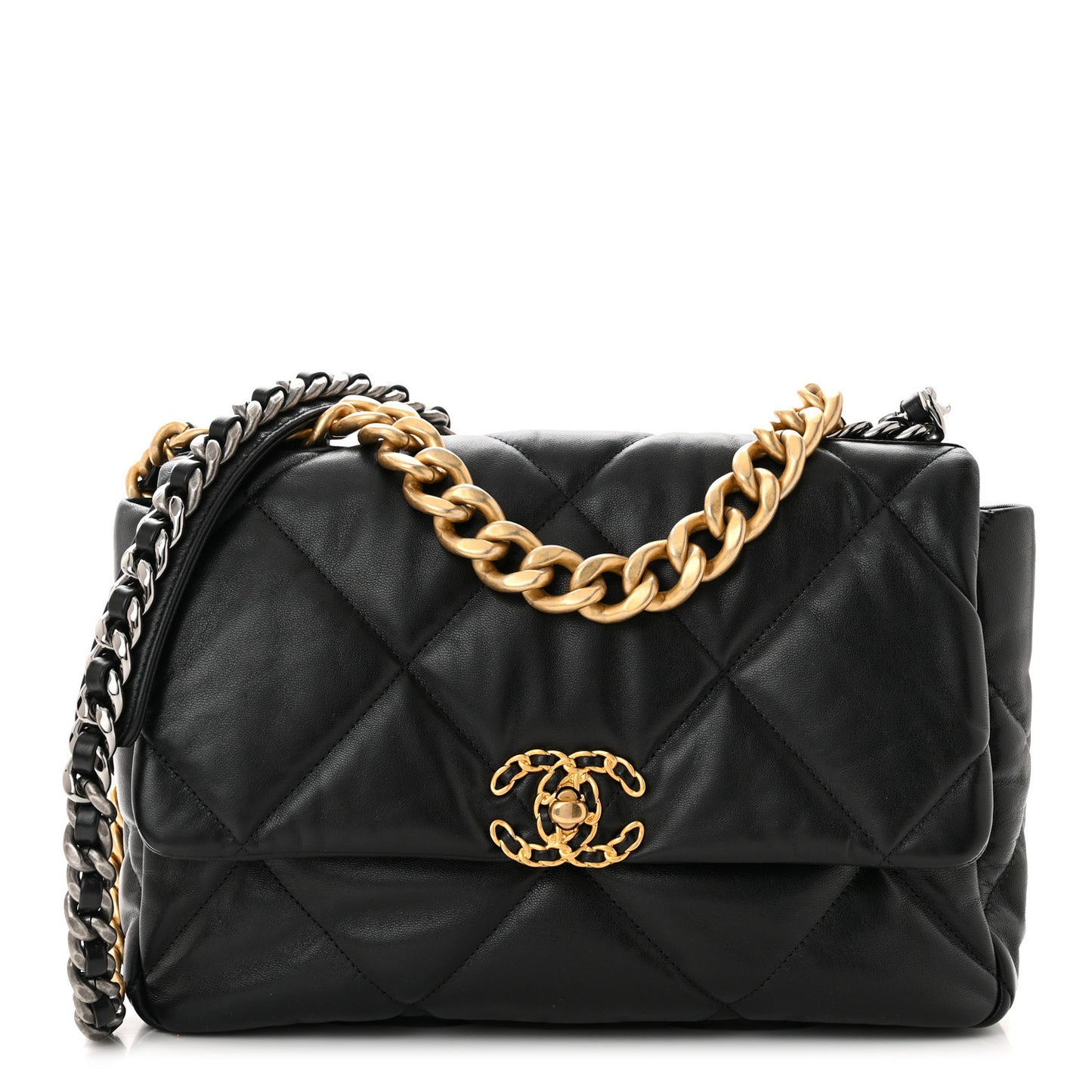 Lambskin Quilted Large Chanel 19 Flap Black