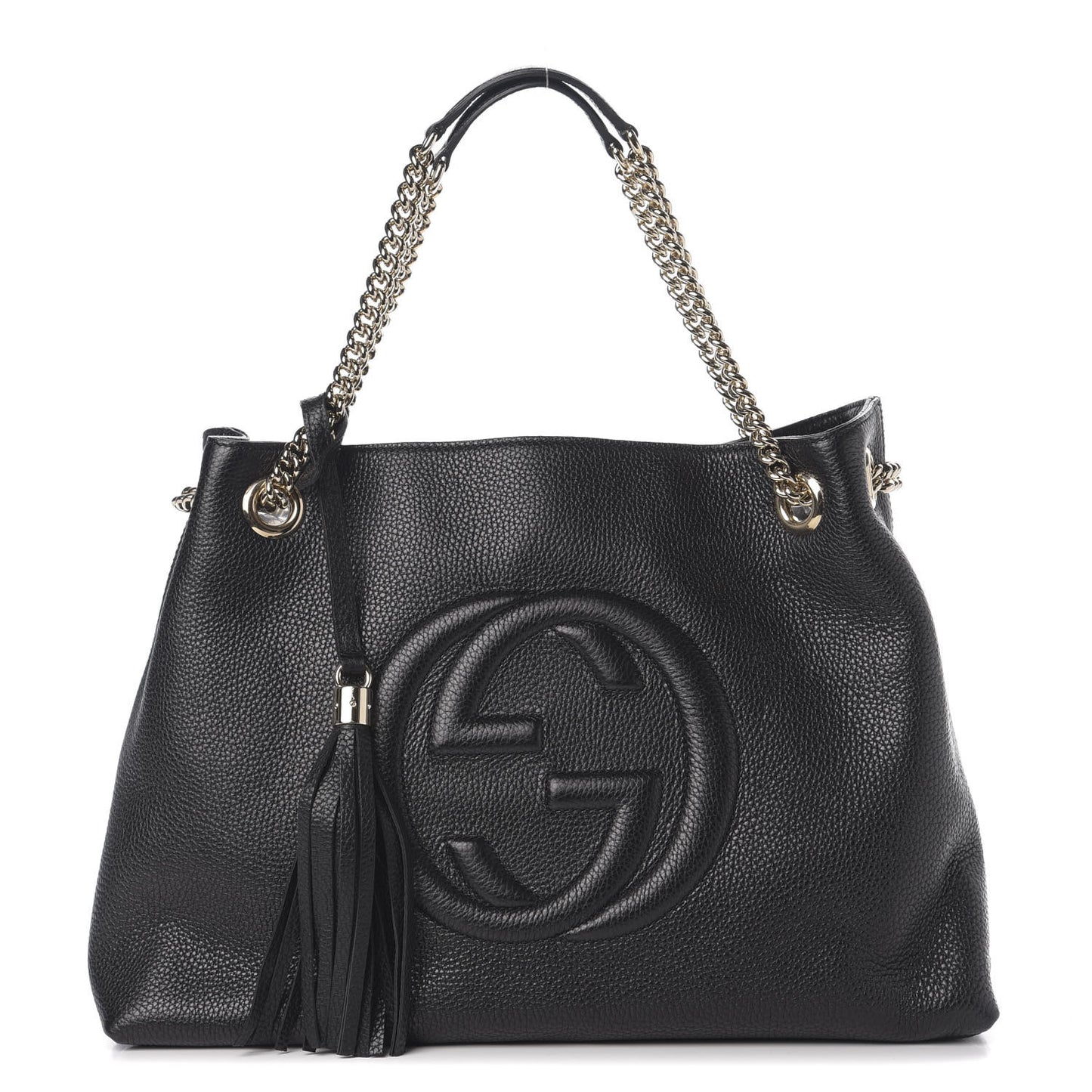 Pebbled Calfskin Medium Soho Chain Shoulder Bag Black