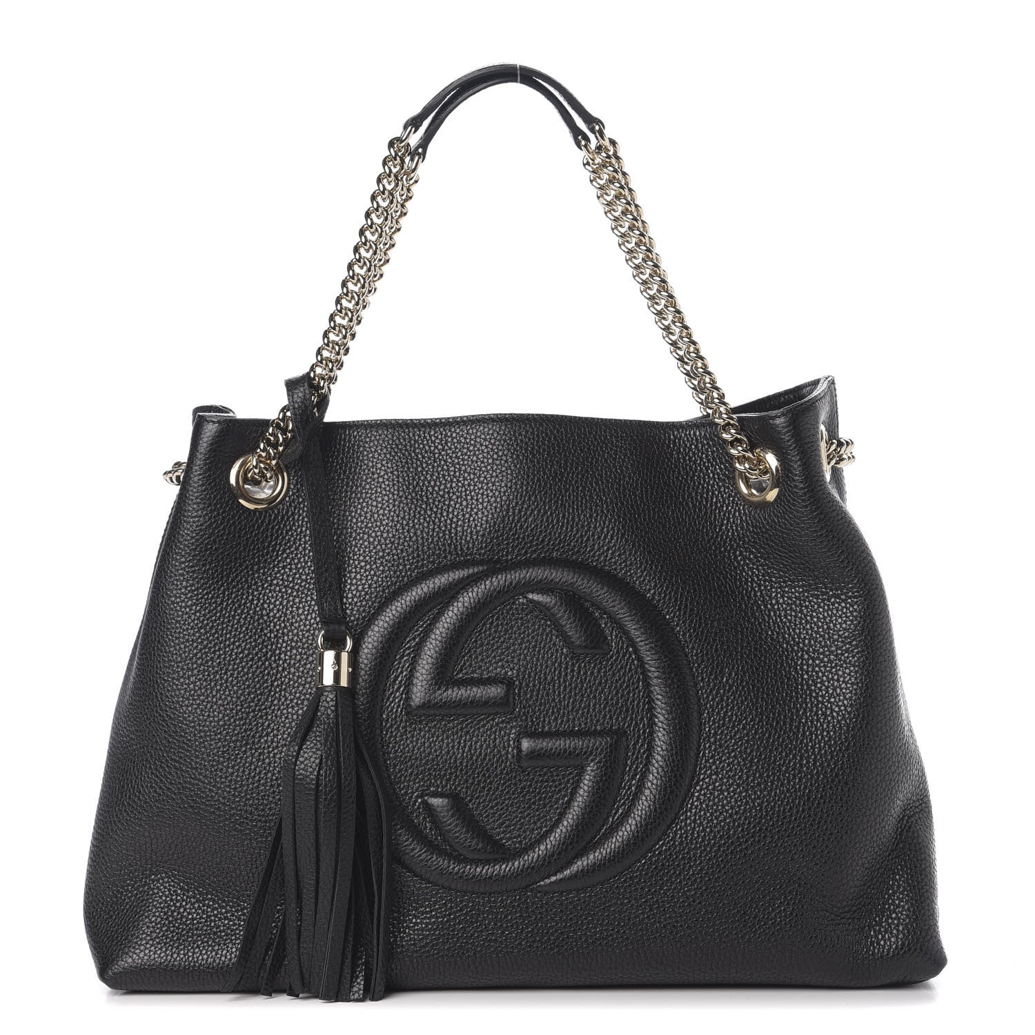 Gucci Pebbled Calfskin Medium Soho Chain Shoulder Bag Black 1 of 9