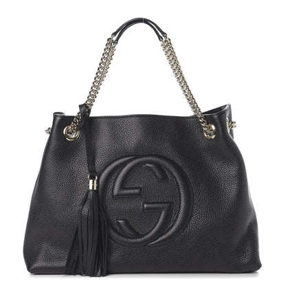 Gucci Pebbled Calfskin Medium Soho Chain Shoulder Bag Black 1 of 9