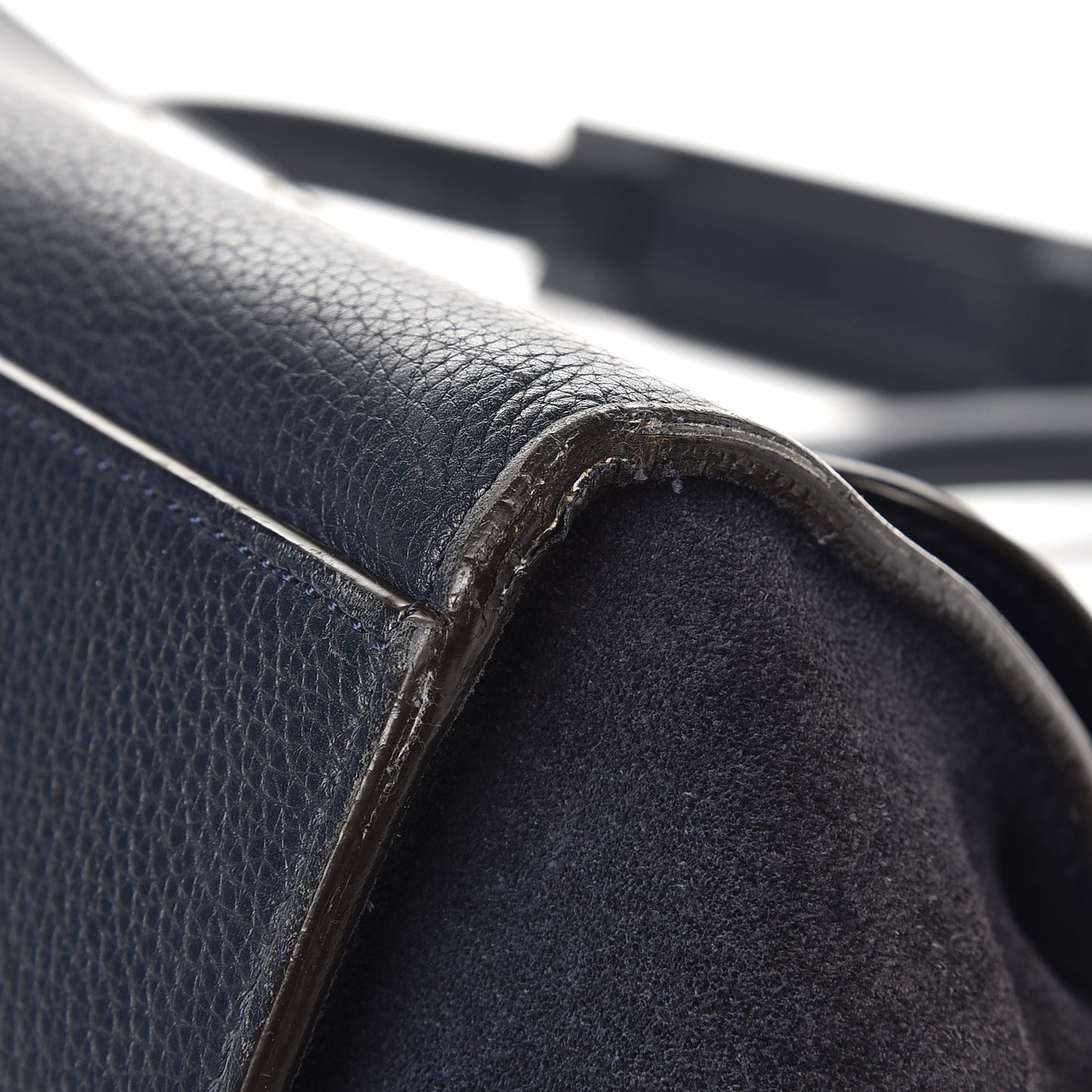 Drummed Calfskin Suede Medium Trapeze Navy