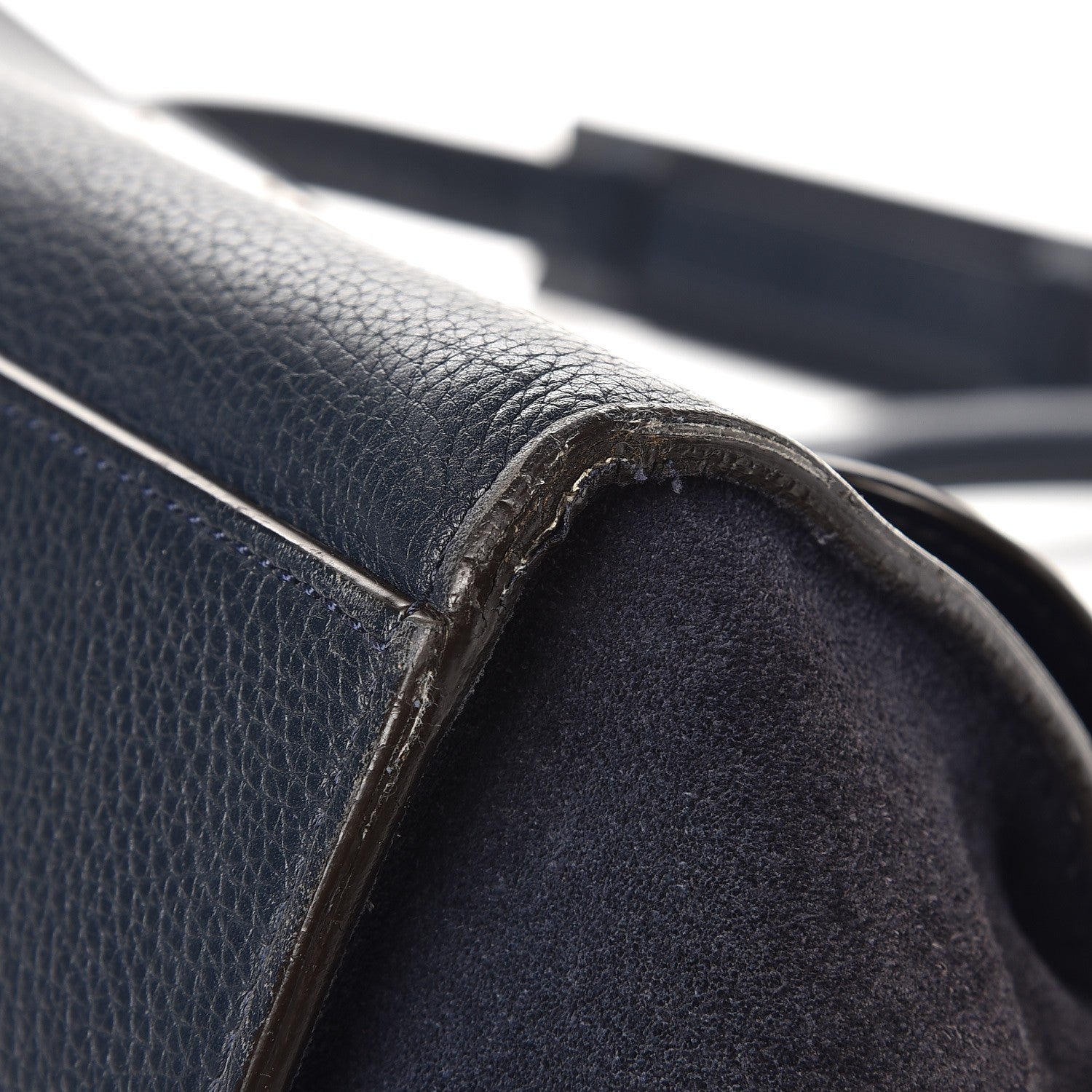 Celine Drummed Calfskin Suede Medium Trapeze Navy 11 of 15