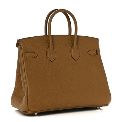 Hermes Togo Verso Birkin 25 Bronze Dore Bleu Brume 2 of 34
