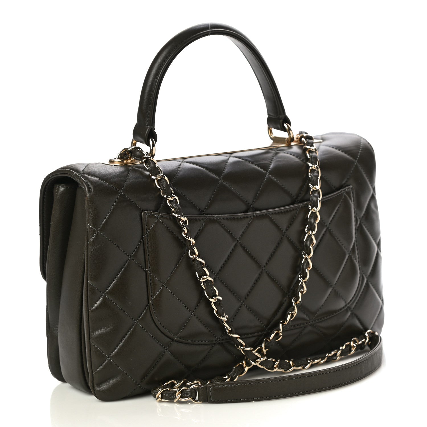 Chanel Lambskin Quilted Medium Trendy CC Flap Dual Handle Bag Dark Khaki 3 of 12