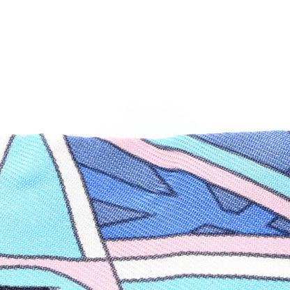 Hermes Silk Le Nombre D'Or Twilly Blue Jean Rose Pale Ciel 9 of 9