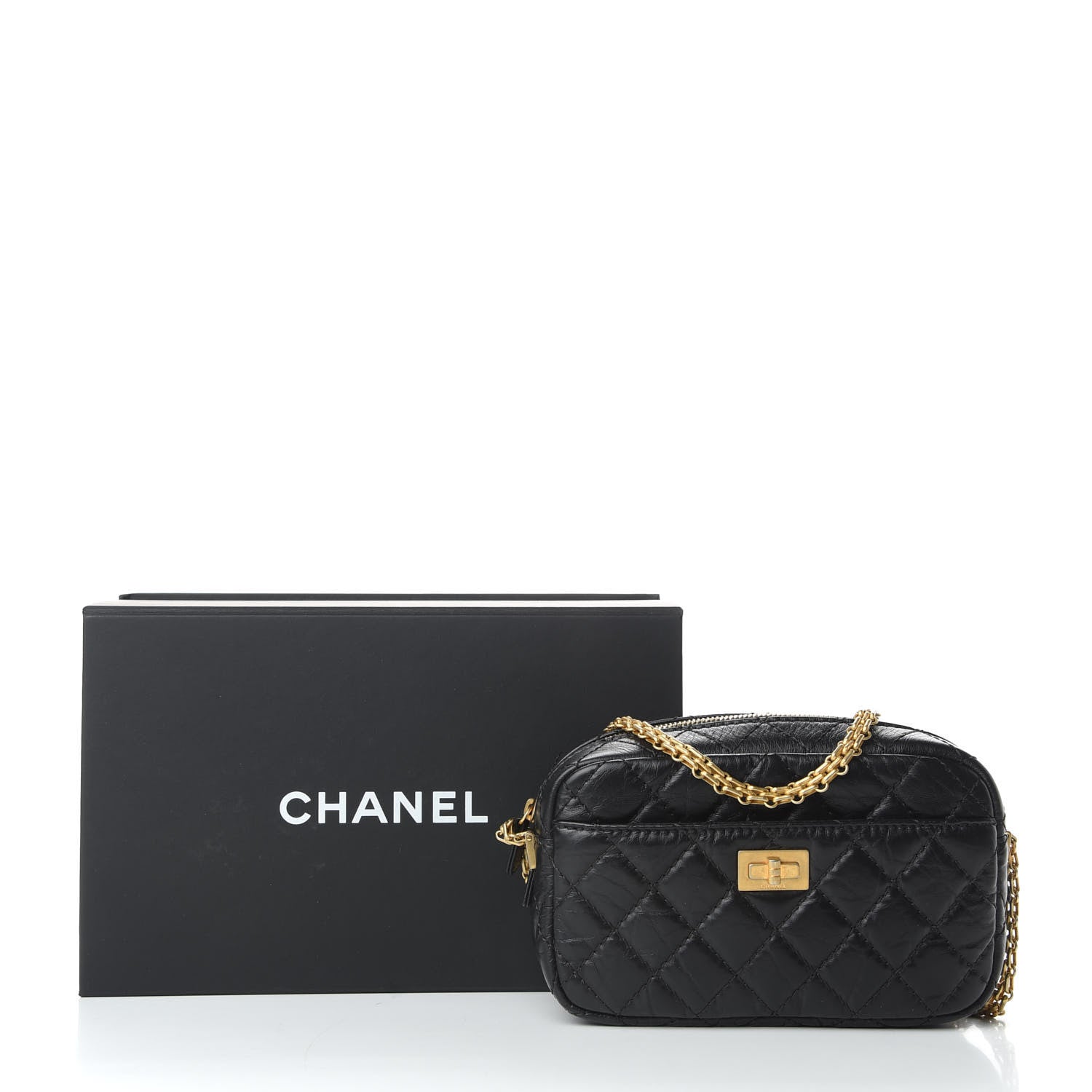Chanel Aged Calfskin Quilted Mini Reissue Camera Case Black 10 of 10