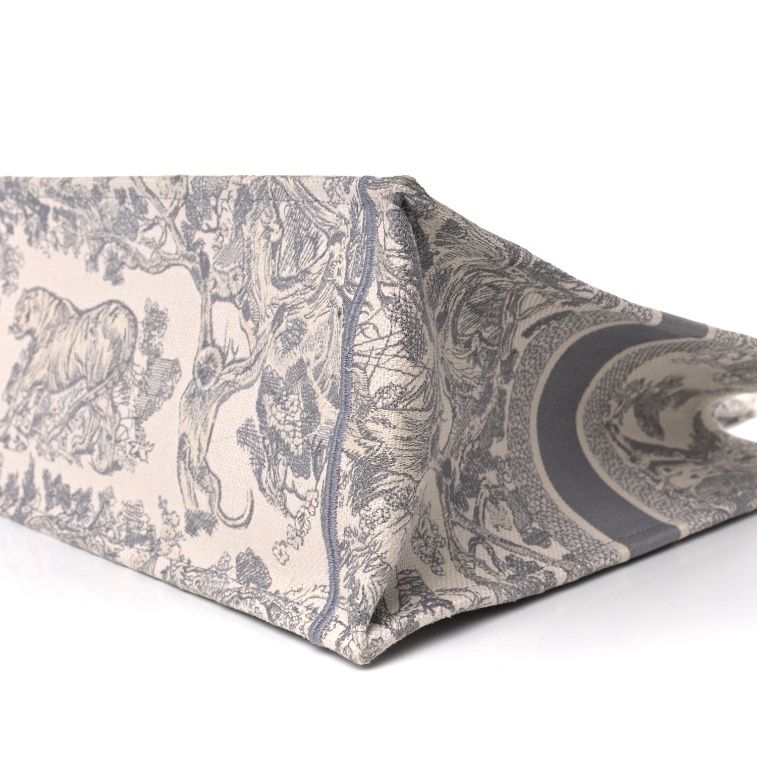 Christian Dior Canvas Embroidered Large Dioriviera Toile De Jouy Book Tote Gray 9 of 14