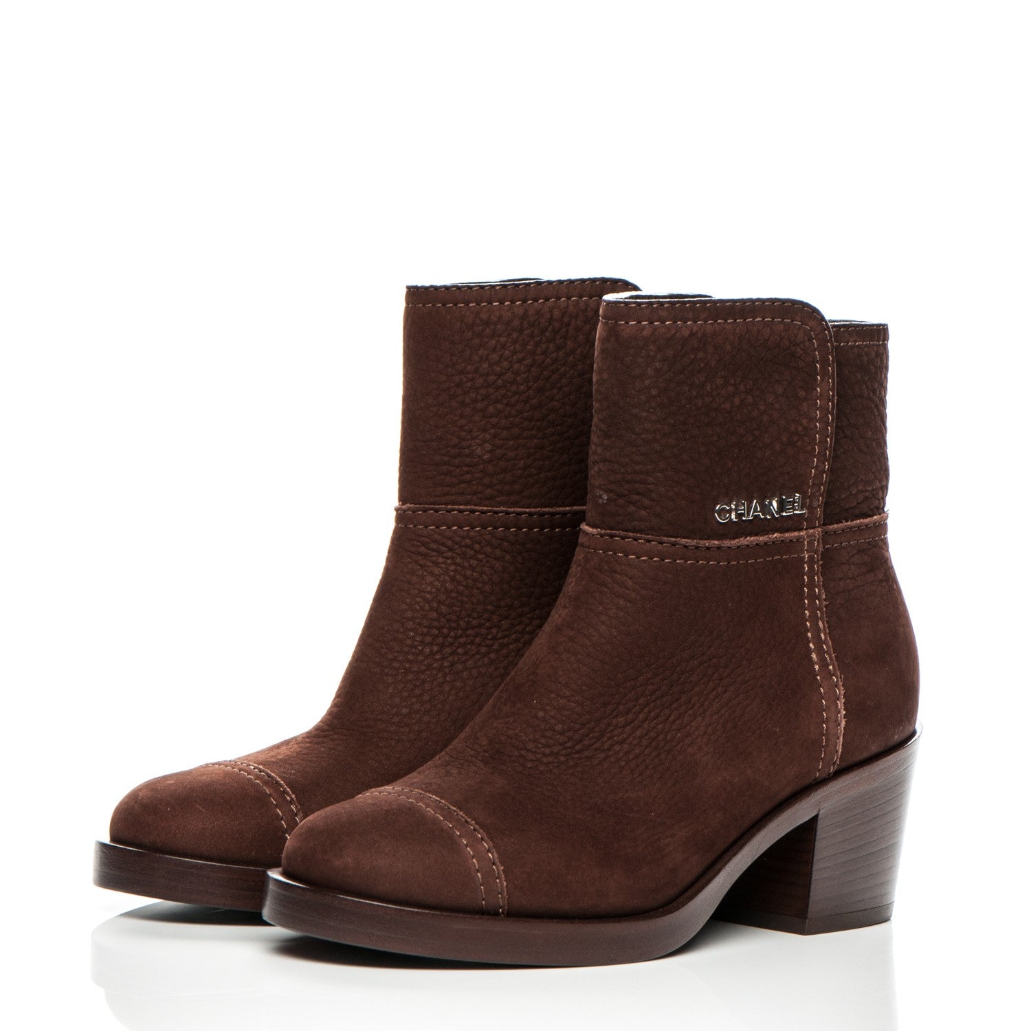 Chanel Suede Calfskin Short Boots 35 Brown 3 of 8