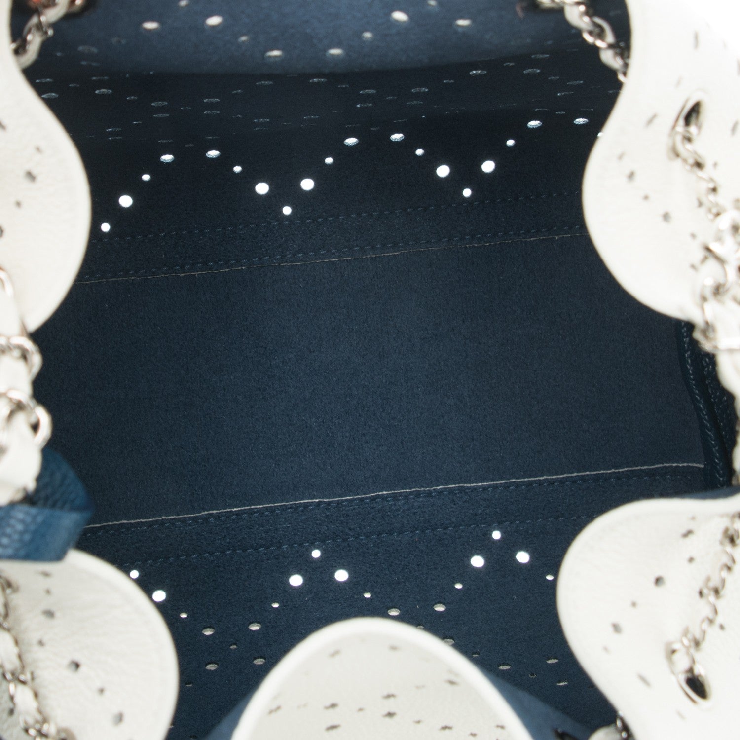 Chanel Caviar Perforated Drawstring CC Bag White 5 of 7