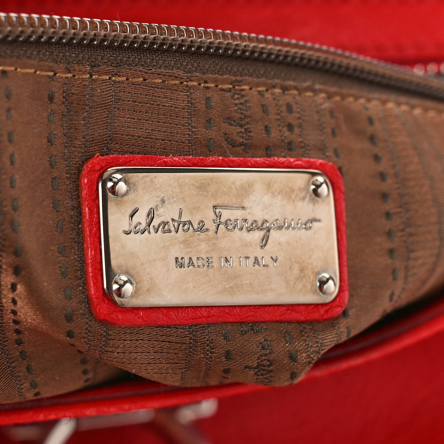 Grained Calfskin Sofia Satchel Red