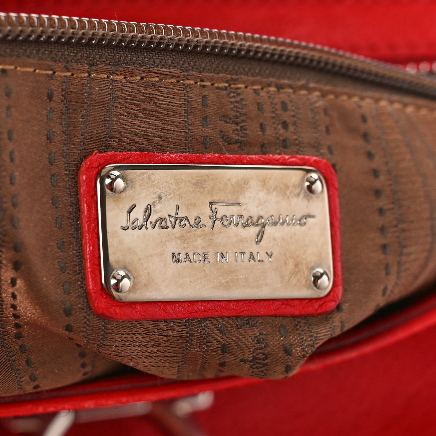 Salvatore Ferragamo Grained Calfskin Sofia Satchel Red 6 of 8