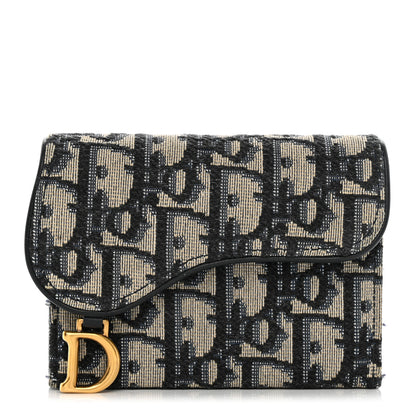 Christian Dior Oblique Saddle 5-Gusset Card Holder Blue 1 of 9