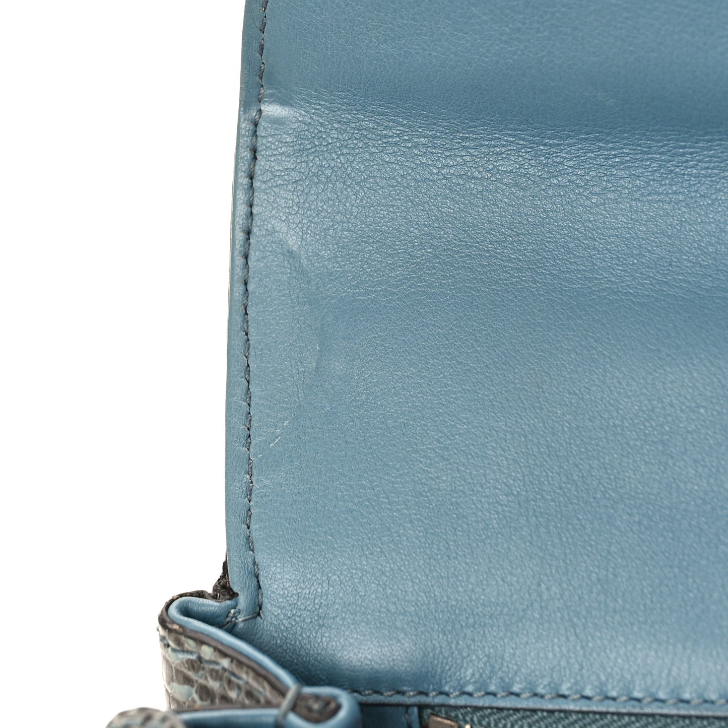 Calfskin Lizard Embossed Medium New Bamboo Top Handle Bag Blue
