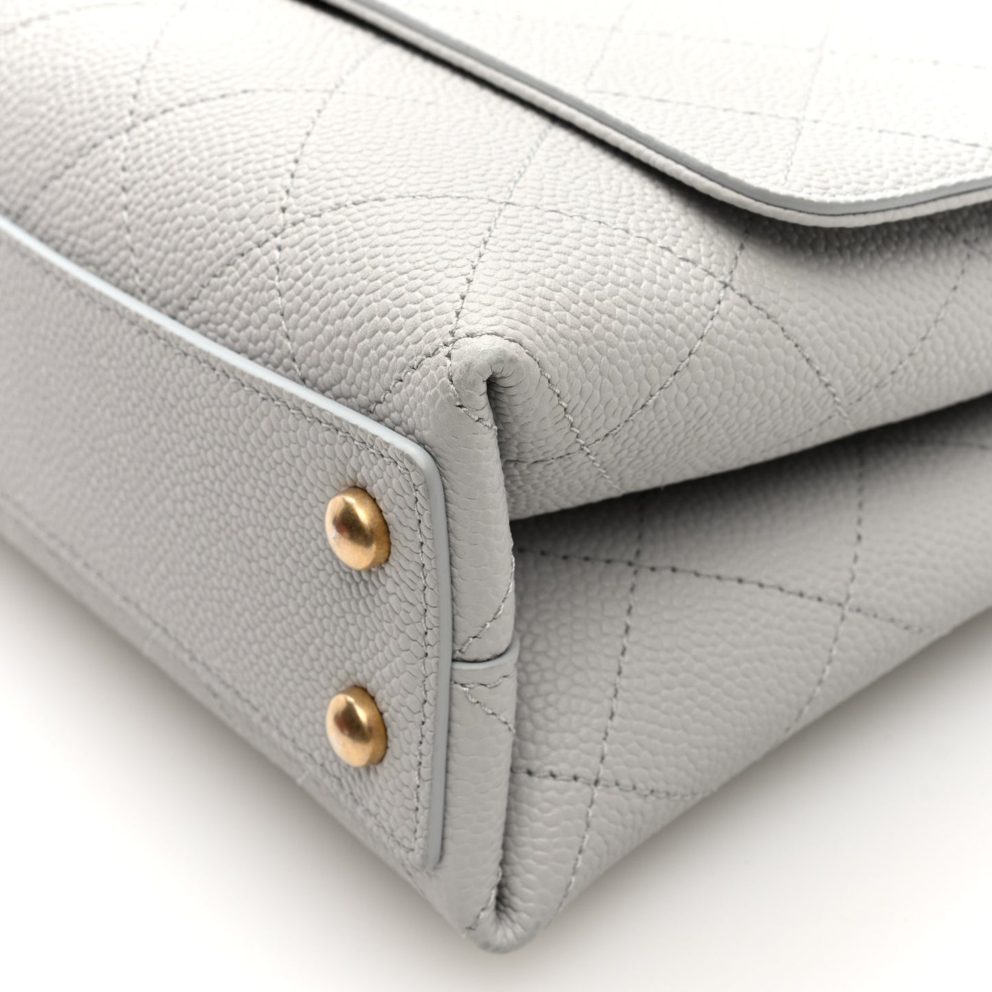 Grained Calfskin Small Stitched Flap Grey
