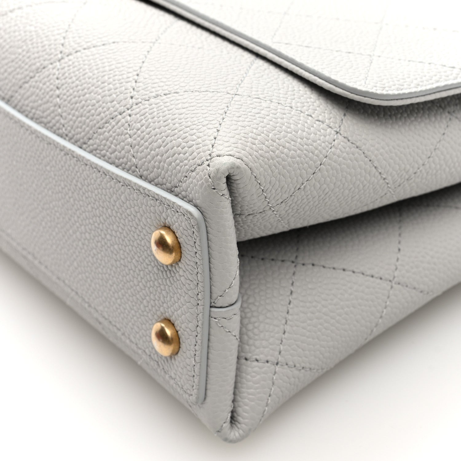 Chanel Grained Calfskin Small Stitched Flap Grey 10 of 10